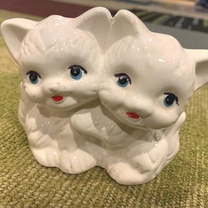 Mid Century Kittens Couple Figurines Porcelain Ceramic MCM Vintage Cat Kitten Lovers Gifts