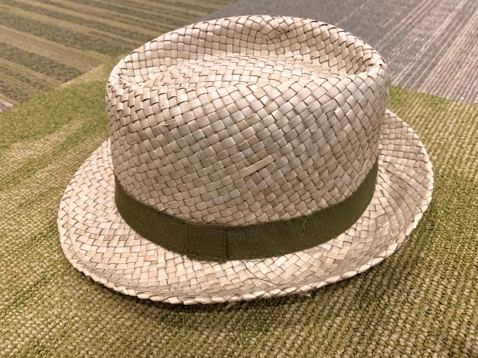 Vintage Natural Straw Fedora Hat Made in Italy Size 7 1/8 - Etsy display picture 3