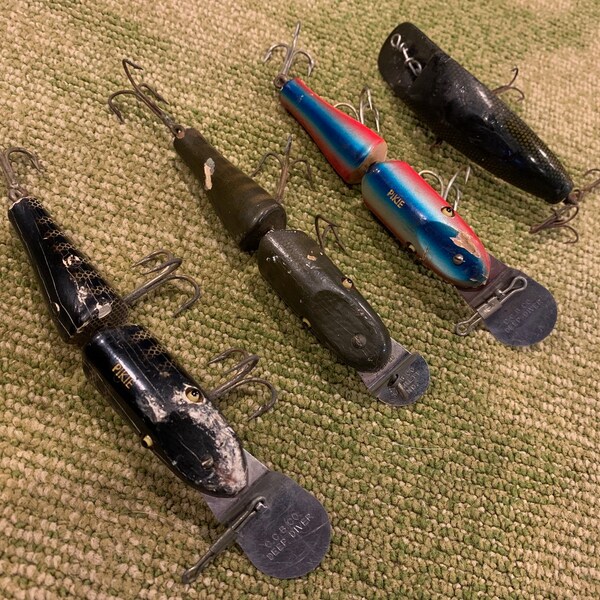 Leurre de pêche vintage Creek Chub Bait bois de méné blessé avec yeux