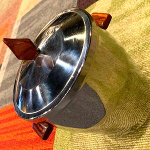 Mid Century Ice Bucket Irvinware Stainless Steel Teak Wood MCM  display picture 1