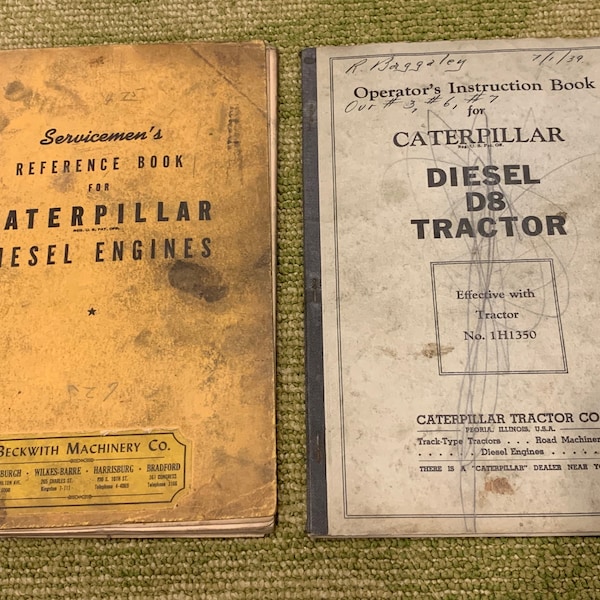 Vintage Caterpillar Diesel Engines D8 Tractor Operators Instruction Servicemens Reference Service Manuals