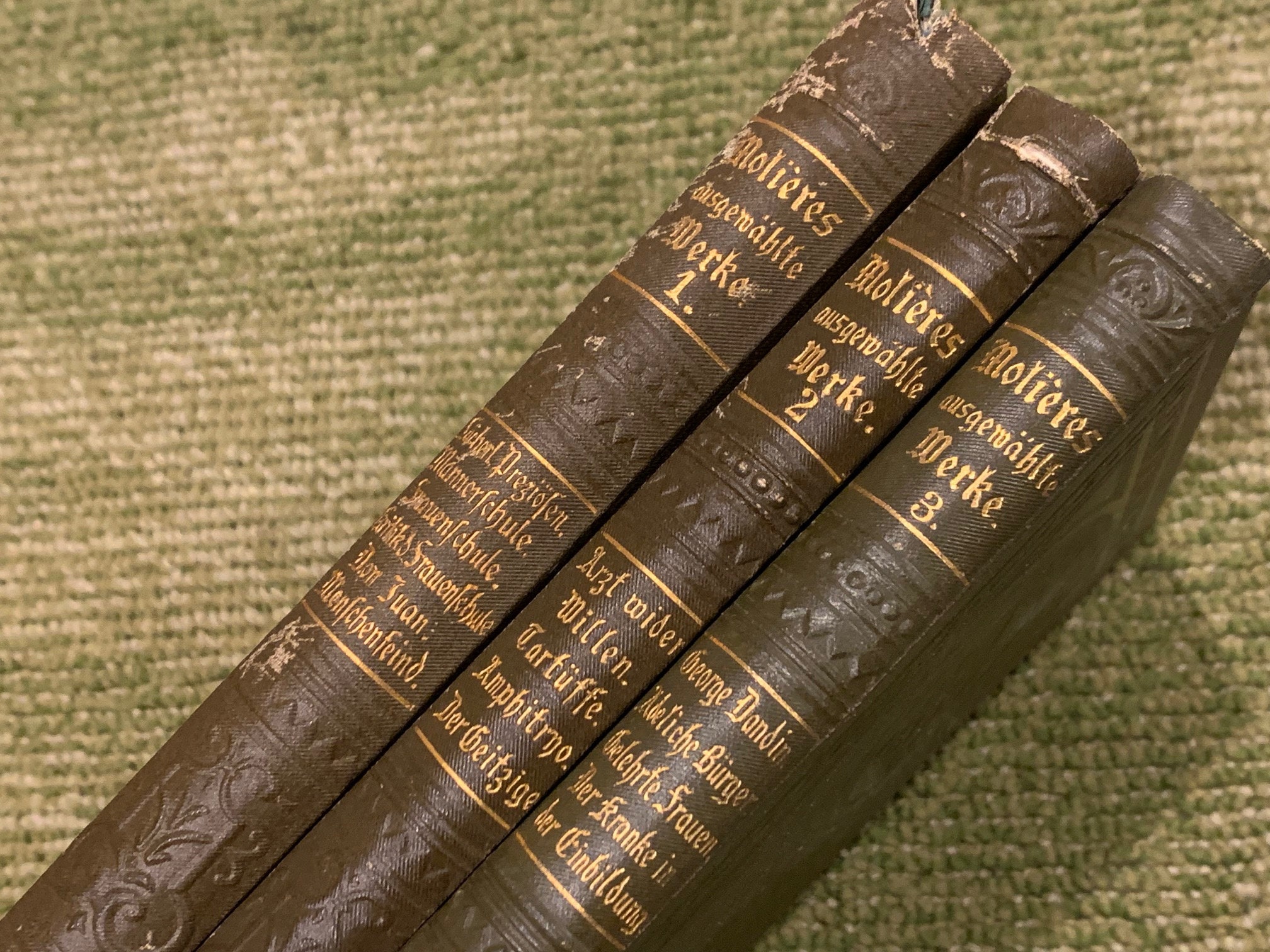 Vintage Cottasche Bibliothek der Weltliteratur Moliéres Ausgewahlte Werke Volumes 1 2 3 Hardcover Books Set