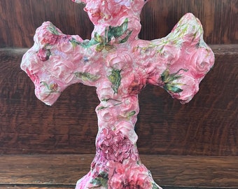 Plaster Floral Wall Cross