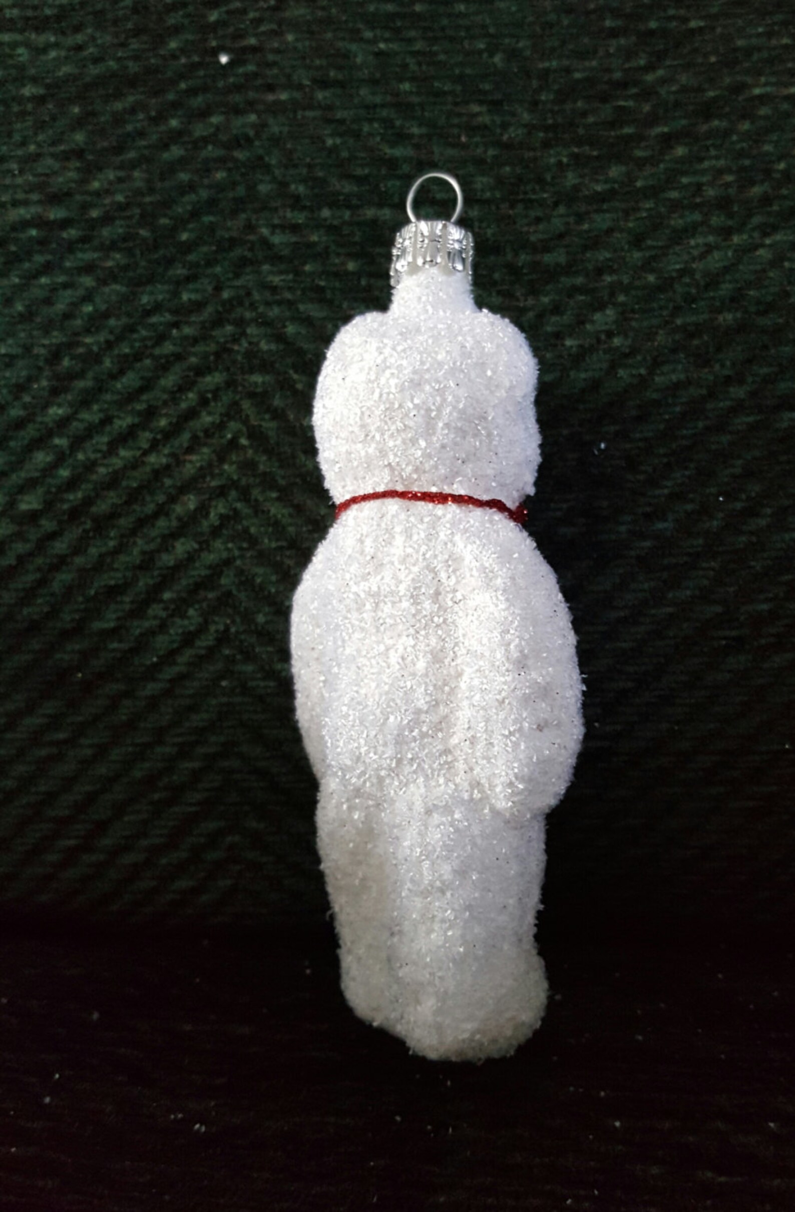 Blown Glass Fluffy White Teddy Bear Red Bow Christmas Tree Etsy