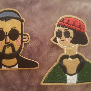 Set of Leon and Matilda Embroidered Iron on Applique Motifs Patches