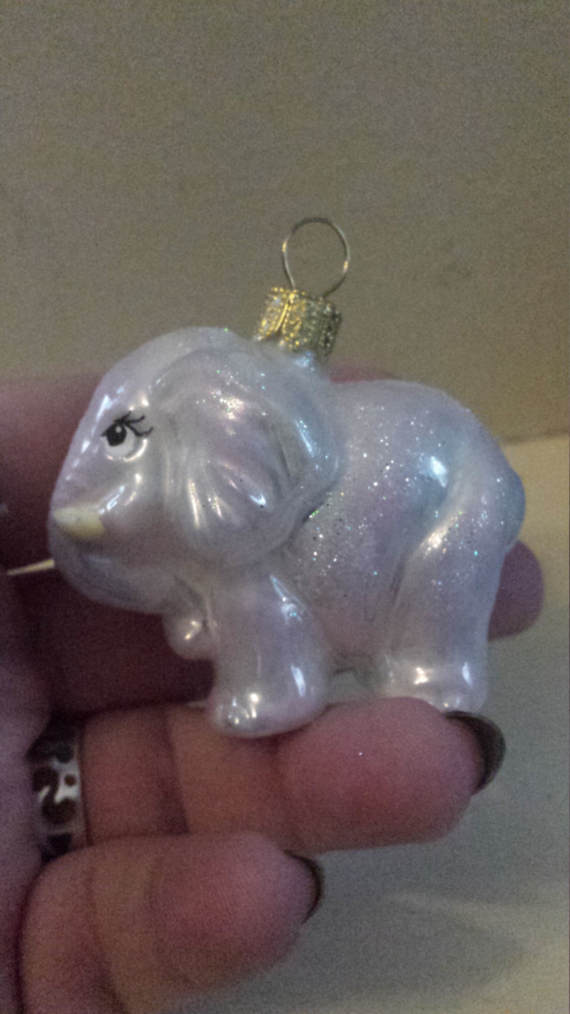 Blown Glass Pearly White Elephant Christmas Tree Ornament Etsy