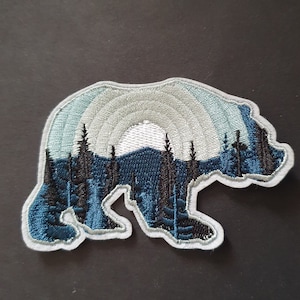 Forest Bear iron on Embroidered Applique Motif Patch
