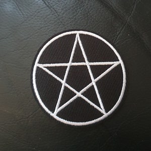 Goth Pentagram WIcca Embroidered Iron on Applique Motif Patch