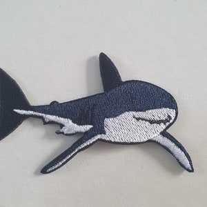 Shark Embroidered Iron on Applique Motif Patch