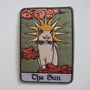 The Sun Cat Tarot Card Embroidered Iron on Applique Motif Patch