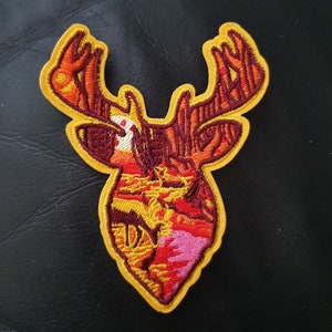 Wald-Outdoor-Hirsch-Aufnäher mit aufgesticktem Motiv zum Aufbügeln