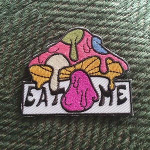 Alice in wonderland Toadstool Eat Me Embroidered Patch