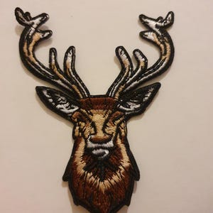 Stag Deer Embroidered Iron on Applique Motif Patch