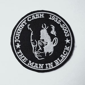 Johnny Cash The Man in Black Embroidered Iron on Applique Motif Patch