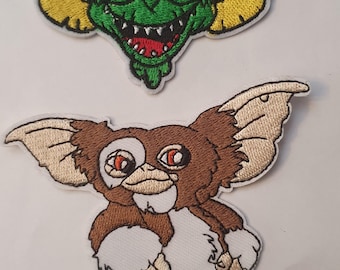 Set of 2 patches Gremlins 80's film Embroidered Iron on Applique Motif Patch Gizmo
