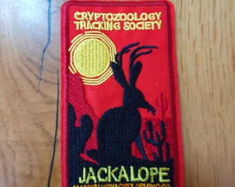 Jackalope Hare Cryptozoology Embroidered Iron on Applique Motif Patch