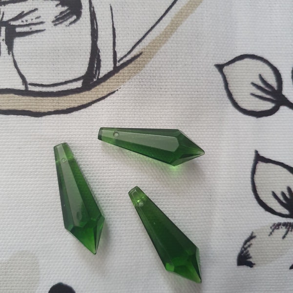 Green Crystal Icicle Prism Pendant - 38mm long