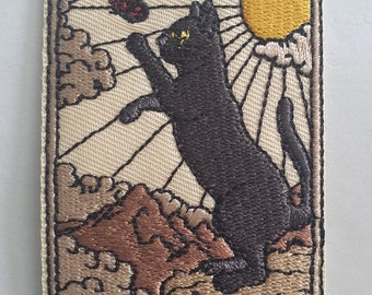 Parche bordado con motivo de apliques para planchar con la carta del Tarot del gato tonto