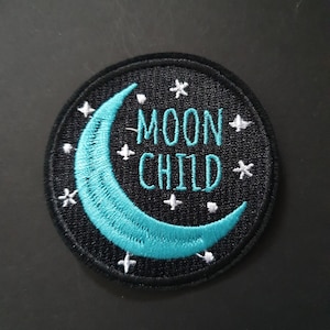 Moon Child Embroidered Iron on Applique Motif Patch
