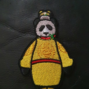 Japanese Panda Geisha Girl Embroidered Iron on Applique Motif Patch