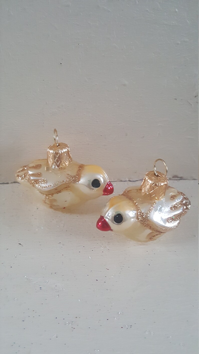 2 Mini Blown Glass Birds Christmas Tree Ornament Decorations Etsy