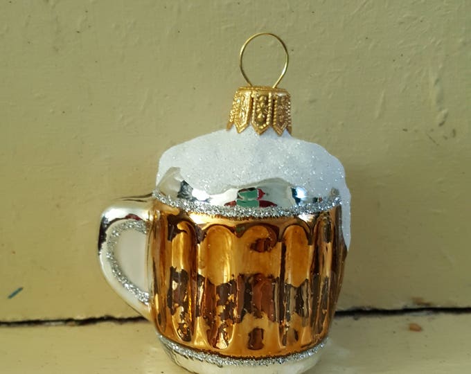 Blown Glass Dimple Beer Glass Christmas Tree Ornament or Bauble Made in