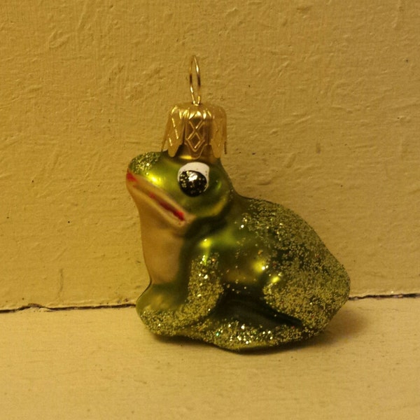 Blown Glass mini Green Frog Christmas Tree Ornament Decoration or Bauble