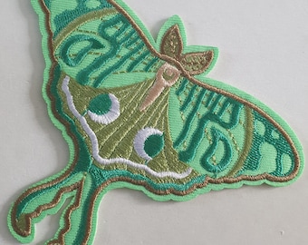 Lunamoth Moth Embroidered Iron on Patch Applique Motif