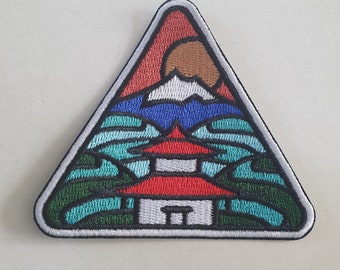 Japan Pagoda Embroidered Iron on Applique Motif Patch