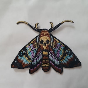 Death's Head Hawkmoth Embroidered Iron on Applique Motif Patch