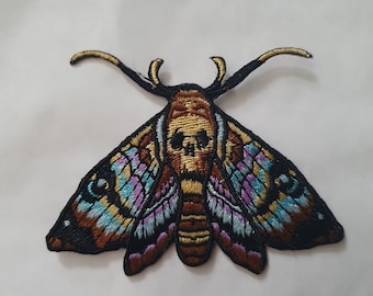 Death's Head Hawkmoth Embroidered Iron on Applique Motif Patch