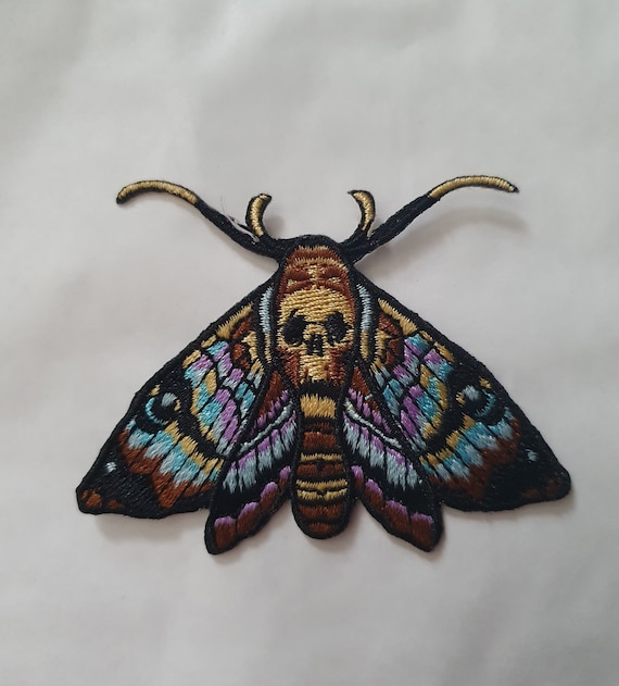 Bestickter Aufnäher Schädel-Gesichts-Schmetterling – Zum Aufbügeln Oder Aufnähen