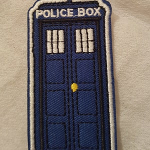 Doctor Who Tardis Police Box Embroidered Iron on Applique Motif Patch