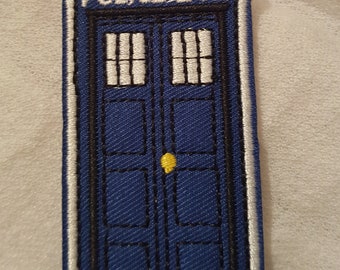 Doctor Who Tardis Police Box Embroidered Iron on Applique Motif Patch