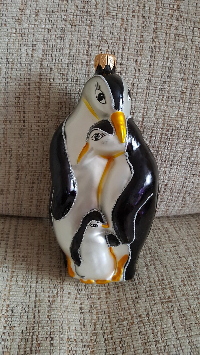 Blown Glass Penguin Family Christmas Tree Ornament Decoration Etsy UK