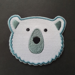 Polar Bear Face Embroidered Applique Motif Patch