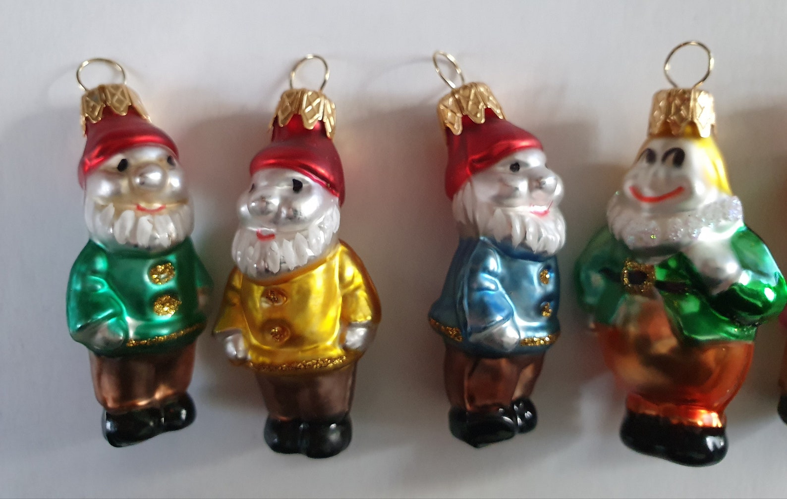 7 mini Blown Glass Dwarfs or Gnomes Christmas Tree Ornament Etsy