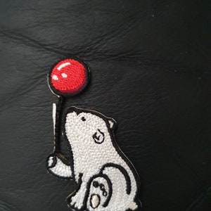 Polar Bear Cub with Balloon Embroidered Applique Motif Patch