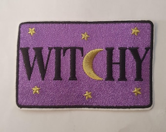 Witchy Moon Embroidered Iron on Applique Motif Patch