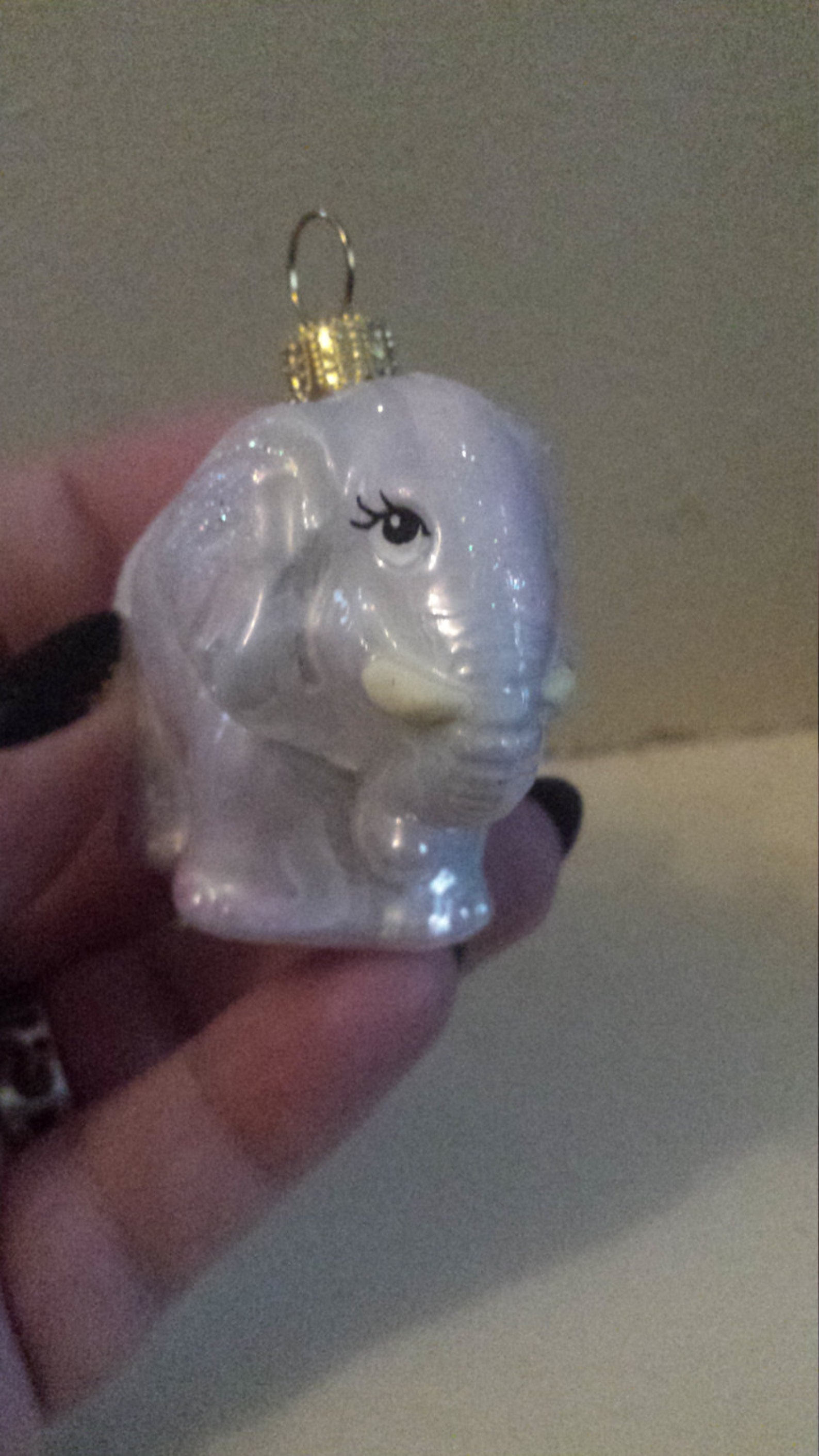 Blown Glass Pearly White Elephant Christmas Tree Ornament Etsy