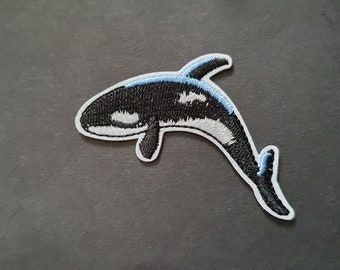 ミニ オルカ シャチ 刺繍 アイロン アップリケ モチーフ パッチ