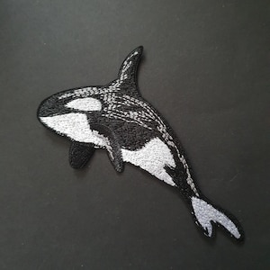 Orca Killer Whale Embroidered Iron on Applique Motif Patch