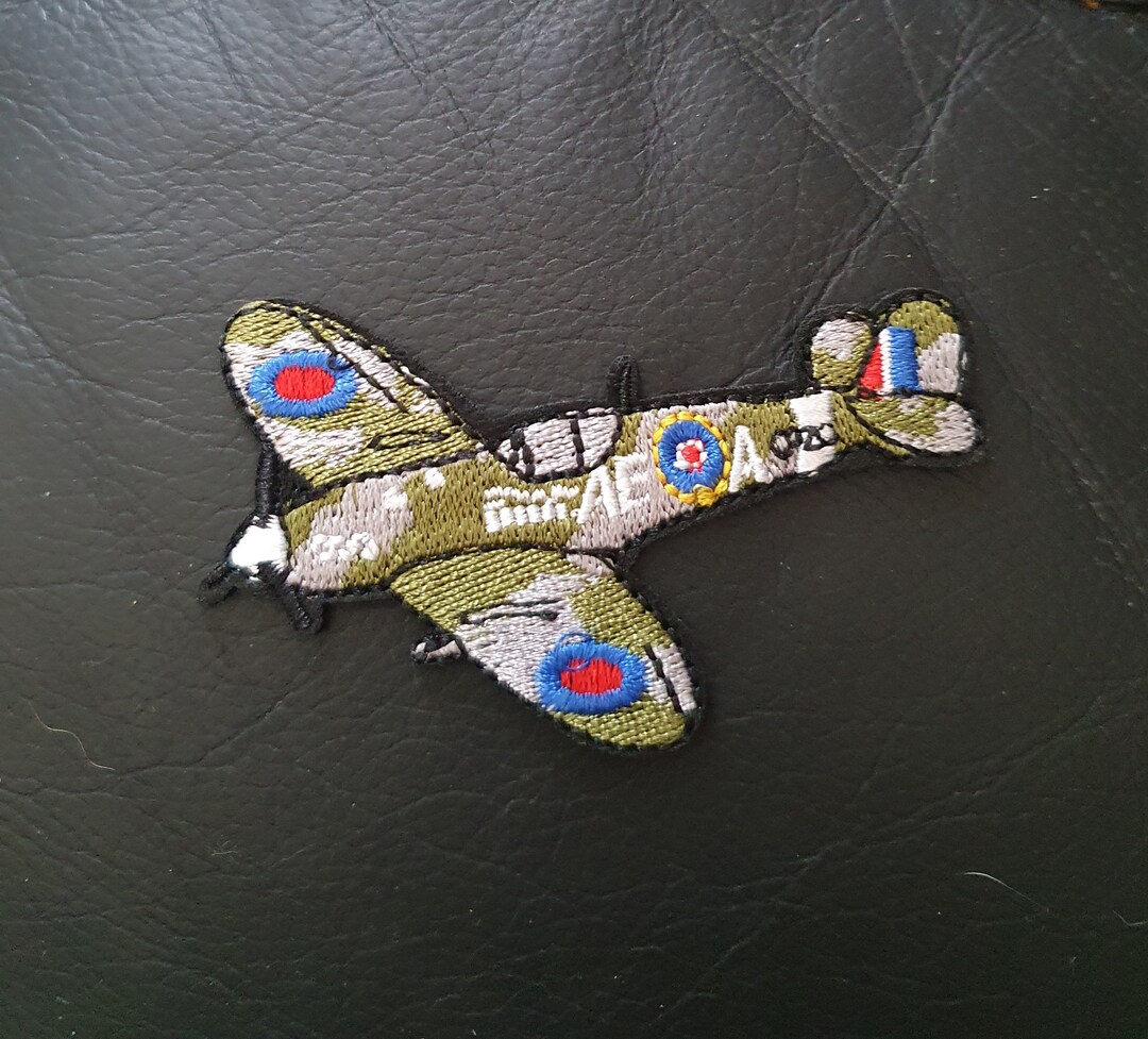 Spitfire Fighter Plane Iron-On Or Sew-On Patch - WW2 Inspired Embroidered Emblem