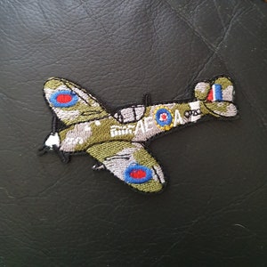 WWII Spitfire RAF Plane Embroidered Iron on Applique Motif Patch