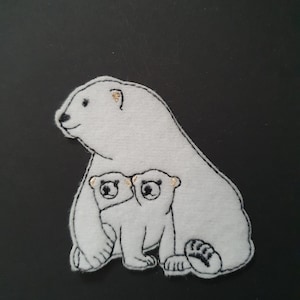 Polar Bear and Cubs Plush Embroidered Applique Motif Patch