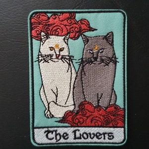 The Lovers Cat Tarot Card Brodé Fer sur Applique Motif Patch