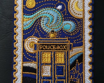 Doctor Who Tardis Police Box Embroidered Iron on Applique Motif Patch