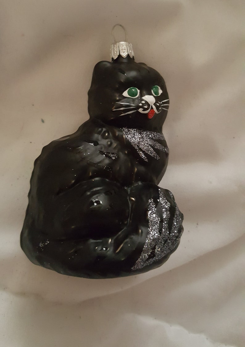 Blown Glass Black Cat Christmas Tree Ornament Decoration or Etsy UK