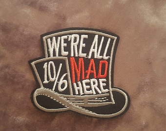 Alice in Wonderland Mad Hatters Top Hat Embroidered Iron on Applique Motif Patch