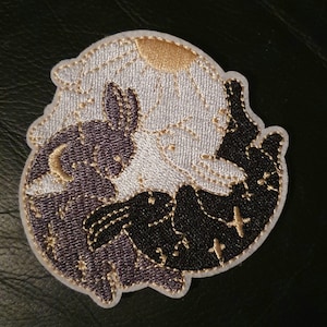 Hare Triskellion Pagan WIcca Embroidered Iron on Applique Motif Patch